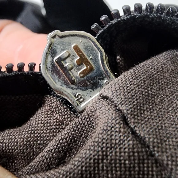Fendi zip code hand bag. Nylon and leather